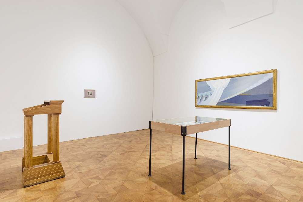 Ausstellungsansicht mit Arbeiten von Oswald Oberhuber, Erich Mallina, u.a.